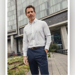 Mizzen & Main Leeward Men’s Small Slim Fit White Dress Shirt